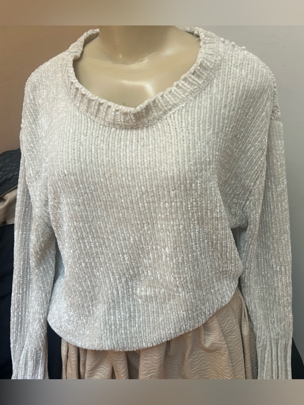 Philosophy Soft Cream Textured Crew Neck Sweater